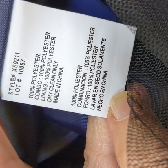 Xscape Navy Off-Shoulder Prom Dress - Picture 13 of 14